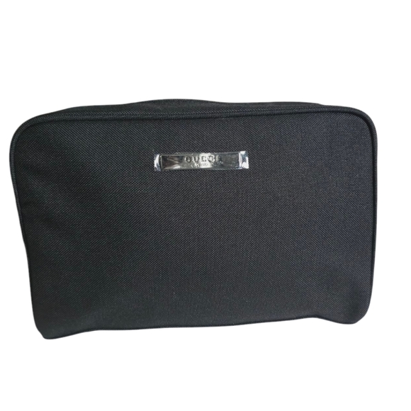 Gucci Beauty Canvas Makeup Bag Black  NWOT  Travel Cosmetics Pouch - Picture 1 of 17